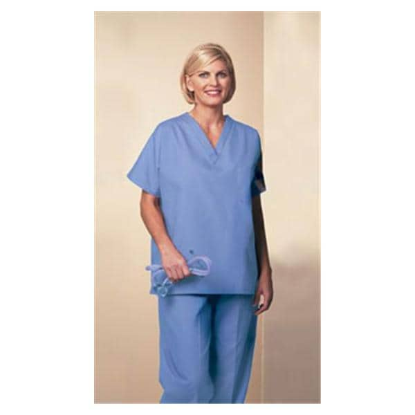 Fashion Seal Scrub Shirt V-Neck Short Sleeves 3X Large Ceil Blue Unisex Ea