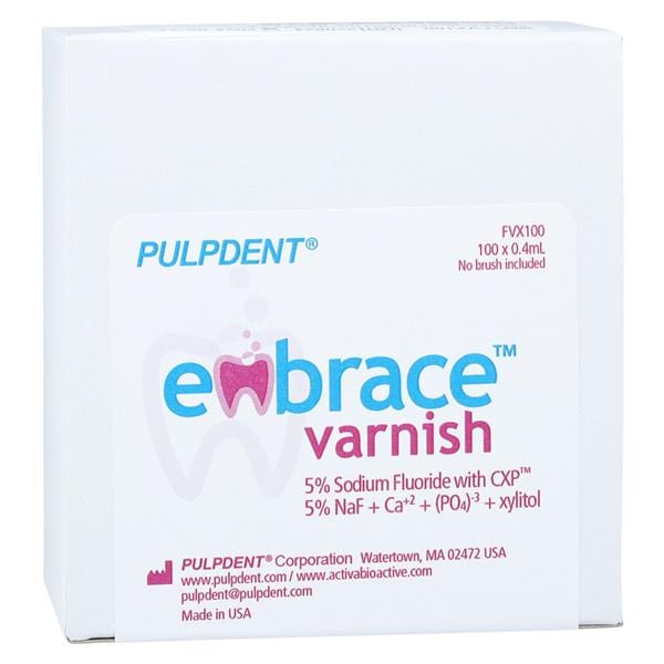 Embrace Fluoride Treatment Varnish Economy Pak 5% NaF 0.4 mL Bubblegum 100/Bx