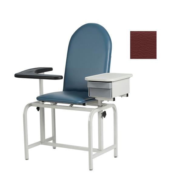 Blood Draw Chair Burgundy Steel 300lb Capacity Ea