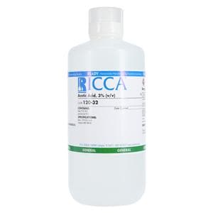 Acetic Acid Chemical Clear 3% 32oz Poly Bottle Ea