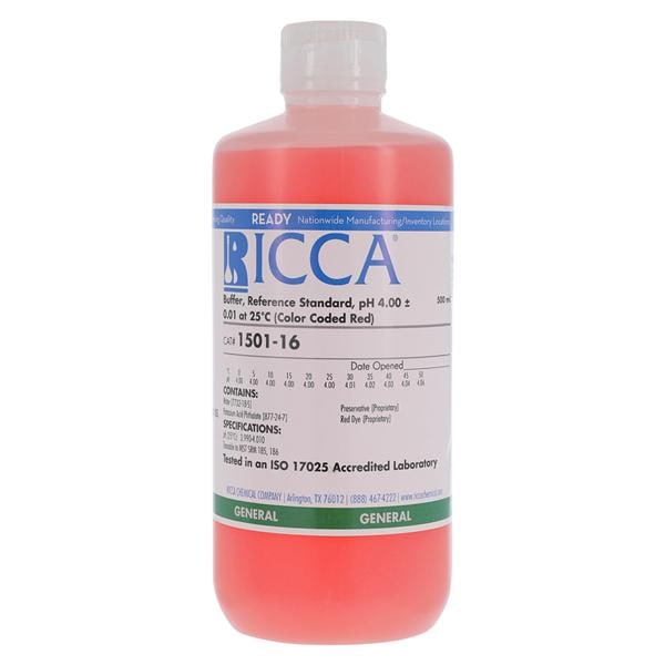 Reference Buffer Red pH 4.0 16oz Ea