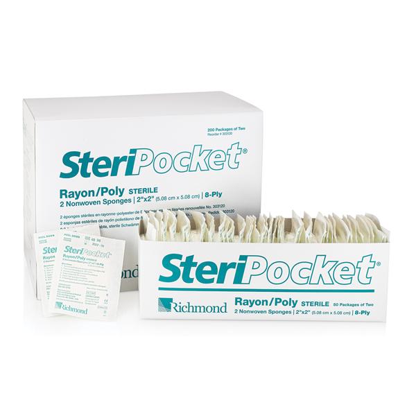 Steripocket Rayon/Polyester Blend Gauze Sponge 2x2" 8 Ply Sterile