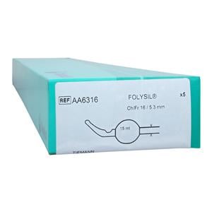 Catheter Foley Cysto-Care Folysil Tiemann 16Fr 15cc Coude Tip 2-Way 5/Bx