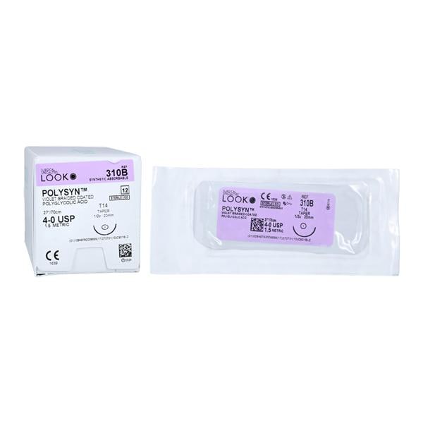 Polysyn Suture 4-0 27" Polyglycolic Acid Braid T14 Violet 12/Bx