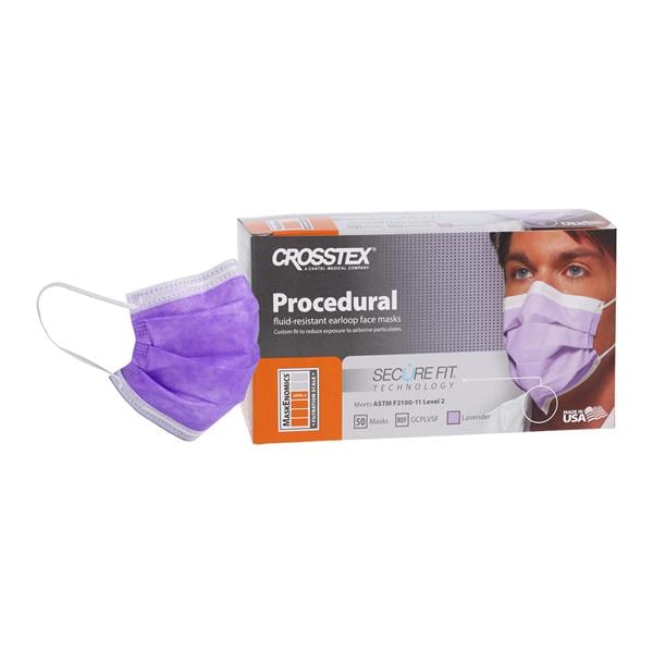 Secure Fit Procedure Mask ASTM Level 2 Lavender Adult 50/Bx