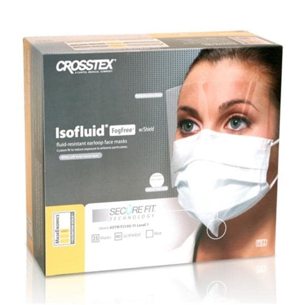 Isofluid Fog-Free Secure Fit Mask ASTM Level 1 Anti-Fog Blue 25/Bx