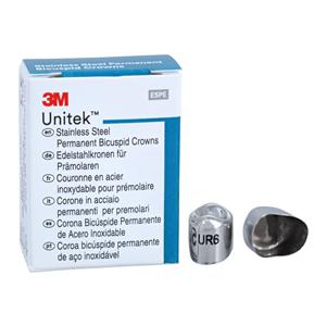 3M™ Unitek™ Stainless Steel Crowns Size 6 1st Perm URB Replacement Crowns 5/Bx