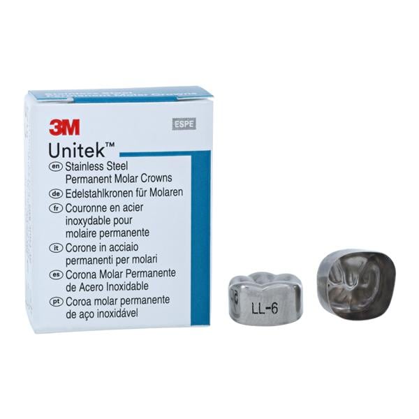 3M™ Unitek™ Stainless Steel Crowns Size 6 1st Perm LLM Replacement Crowns 5/Bx