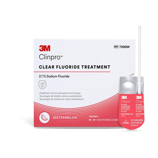 3M Clinpro Clear Fluoride Treatment Vrnsh UD 2.1% NaF 0.5 mL Watermelon 50/Pk