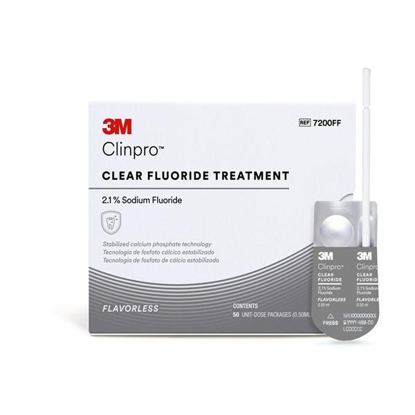 3M Clinpro Clear Fluoride Treatment Vrnsh UD 2.1% NaF 0.5 mL Flavorless 50/Pk