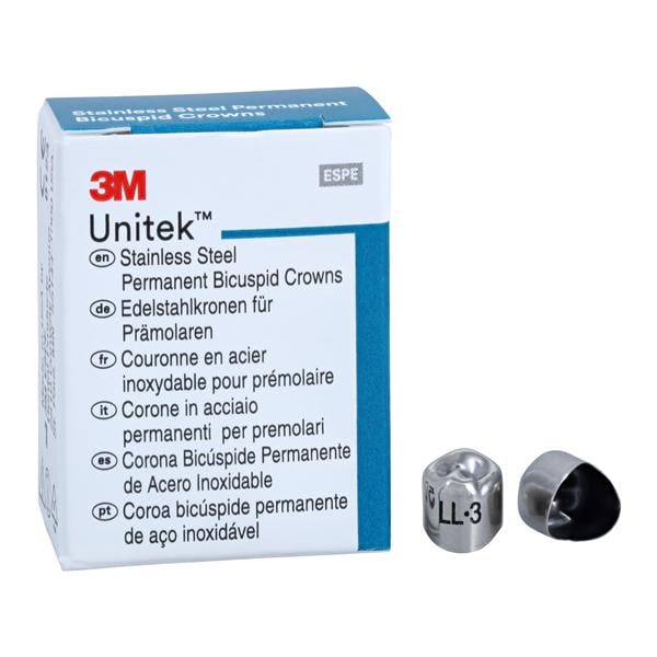 3M™ Unitek™ Stainless Steel Crowns Size 3 1st Perm LLB Replacement Crowns 5/Bx