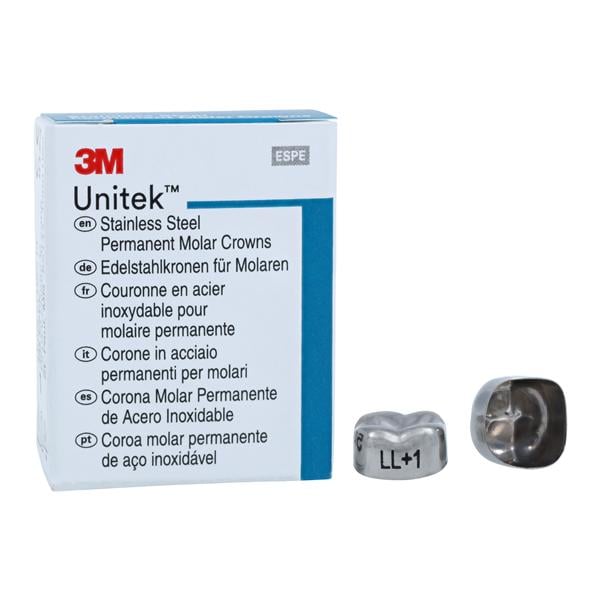 3M™ Unitek™ Stainless Steel Crowns Size 1 2nd Perm LLM Replacement Crowns 5/Bx