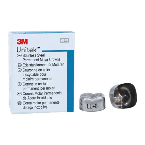 3M™ Unitek™ Stainless Steel Crowns Size 6 2nd Perm LLM Replacement Crowns 5/Bx