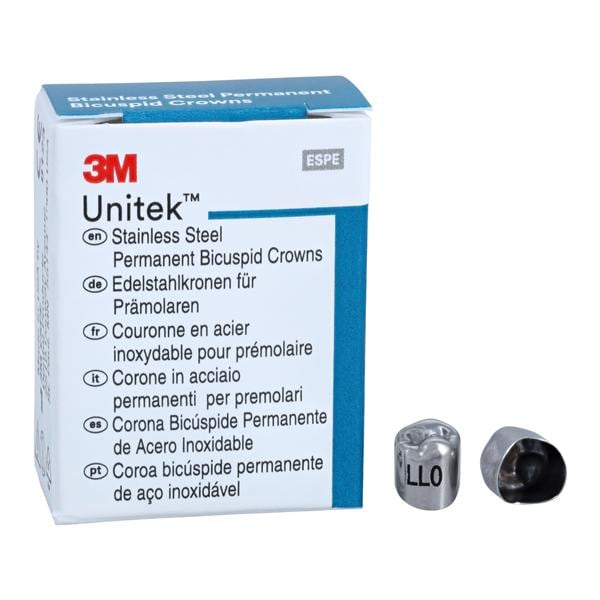 3M™ Unitek™ Stainless Steel Crowns Size 0 2nd Perm LLB Replacement Crowns 5/Bx