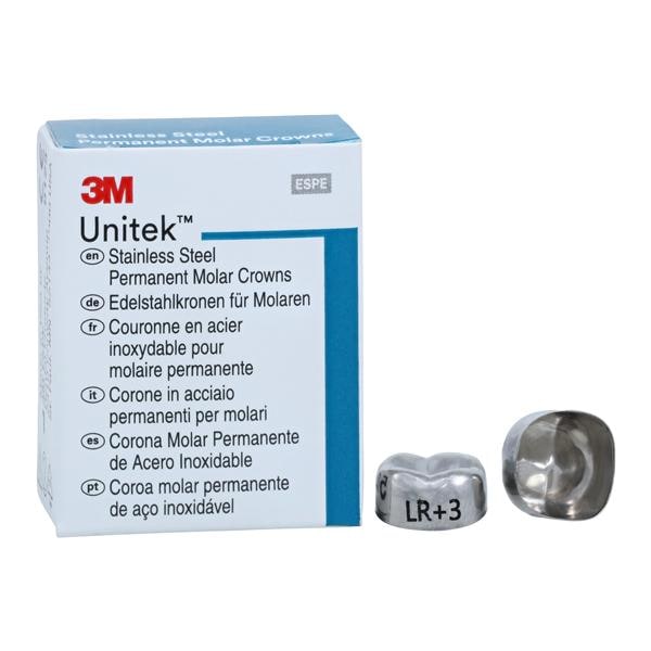3M™ Unitek™ Stainless Steel Crowns Size 3 2nd Perm LRM Replacement Crowns 5/Bx
