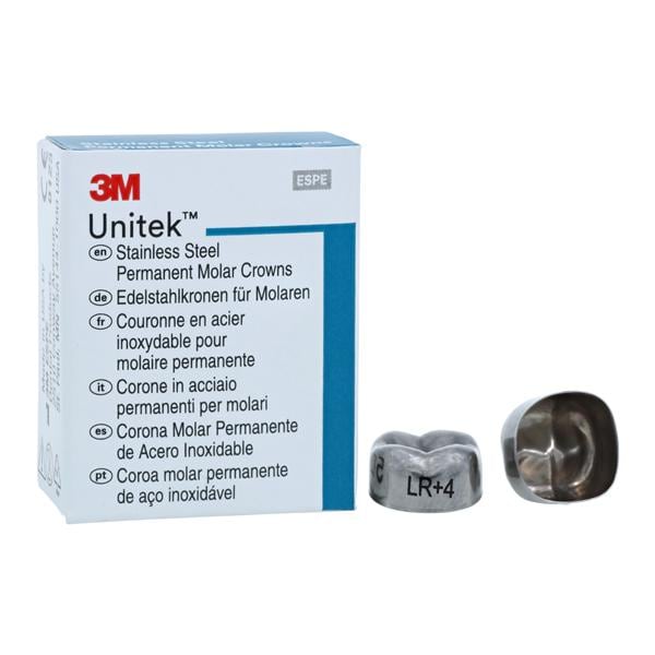 3M™ Unitek™ Stainless Steel Crowns Size 4 2nd Perm LRM Replacement Crowns 5/Bx