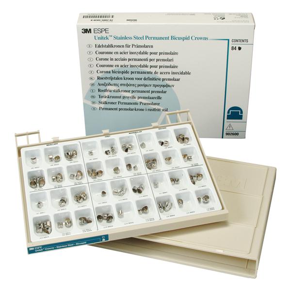 3M™ Unitek™ Stainless Steel Crowns Size Assorted Permanent Bicuspid Set 88/Bx