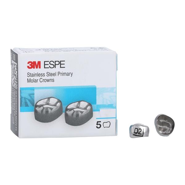 3M™ Stainless Steel Crowns Size DUR2 1st Pri URM Replacement 5/Bx