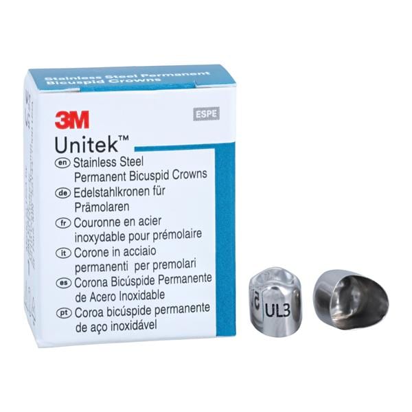 3M™ Unitek™ Stainless Steel Crowns Size 3 1st Perm ULB Replacement Crowns 5/Bx