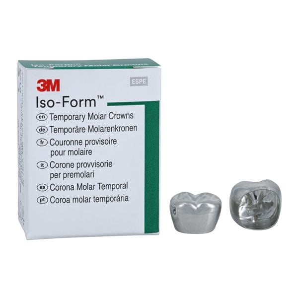3M™ Iso-Form™ Temporary Metal Crowns Size L76 2nd LRM Replacement Crowns 5/Bx