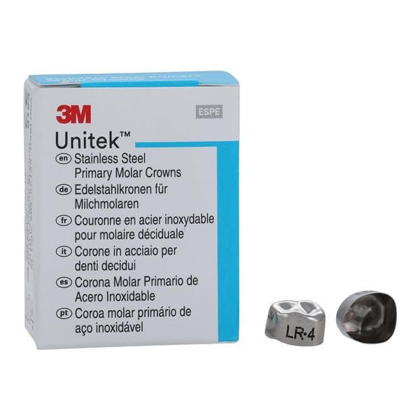 3M™ Unitek™ Stainless Steel Crowns Size 4 1st Pri LRM Replacement Crowns 5/Bx