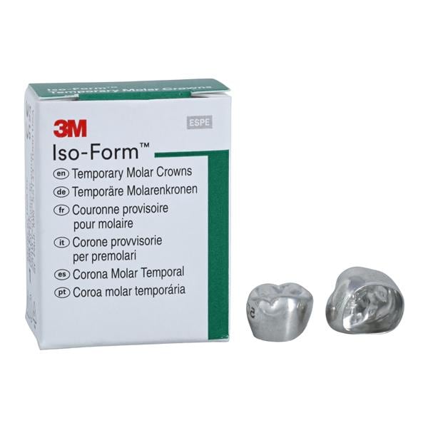 3M™ Iso-Form™ Temporary Metal Crowns Size U74 2nd UR Mol Replacement Crowns 5/Bx