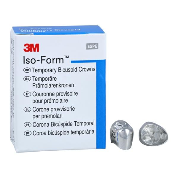 3M™ Iso-Form™ Temporary Metal Crowns Size U45 1st ULB Replacement Crowns 5/Bx