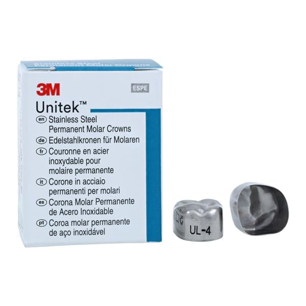3M™ Unitek™ Stainless Steel Crowns Size 4 1st Perm ULM Replacement Crowns 5/Bx