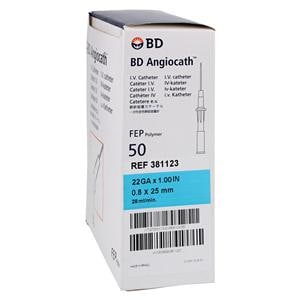 Angiocath Peripheral Venous Catheter 22 Gauge 1" Blue 50/Bx, 4 BX/CA