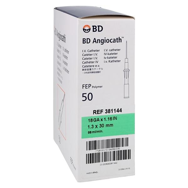 Angiocath Peripheral Venous Catheter 18 Gauge 1-3/20" Green 50/Bx, 4 BX/CA