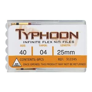 Typhoon Infinite Rotary File 25 mm Size 40 Nickel Titanium Black 0.04 6/Pk