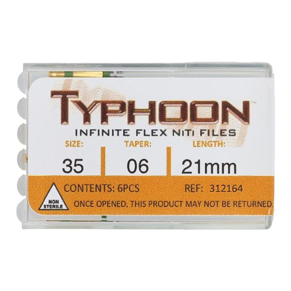 Typhoon Infinite Rotary File 21 mm Size 35 Nickel Titanium Green 0.06 6/Pk