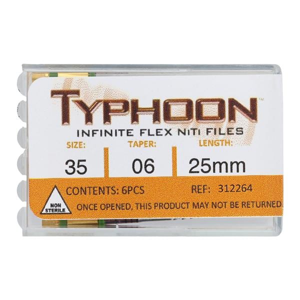 Typhoon Infinite Rotary File 25 mm Size 35 Nickel Titanium Green 0.06 6/Pk