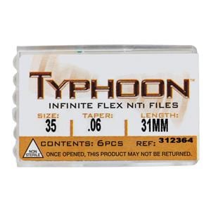 Typhoon Infinite Rotary File 31 mm Size 35 Nickel Titanium Green 0.06 6/Pk