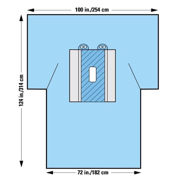 100x76x124" Sterile Laparotomy Drape 4x12" Fenestrated