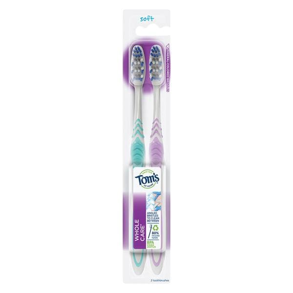 Tom's Whole Care Toothbrush Adult Soft Assorted Twin Pack 24/Ca