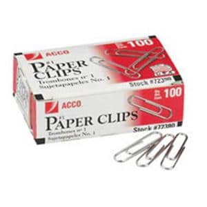 ACCO Paper Clips Regular Silver 1000/Pk