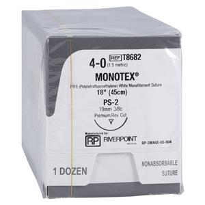 Monotex Suture 4-0 18" Dense Polytetrafluoroethylene Monofilament PS-2 Wht 12/Bx