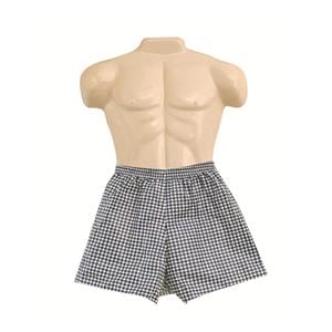 Dipsters Boxers Shorts Polyethylene Beige/Blue Plaid 2X Large Disposable 12/PK