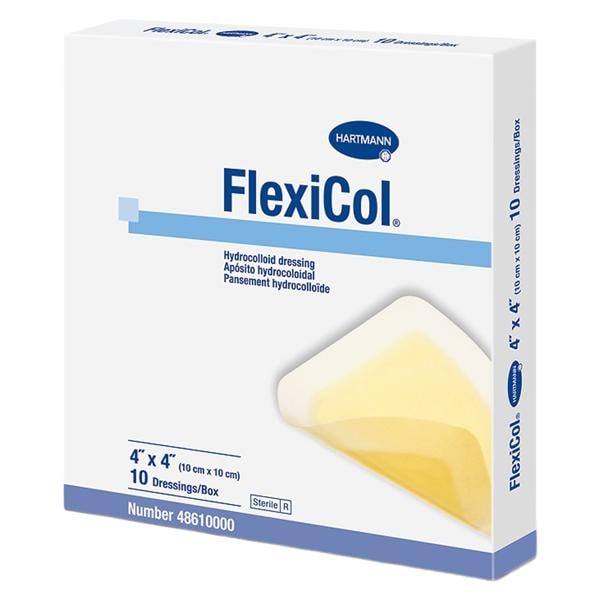 FlexiCol Hydrocolloid Wound Dressing 4x4" Sterile Square Adhesive Tan Abs LF