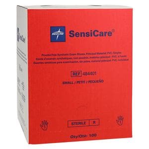 SensiCare Vinyl Exam Gloves Small Beige Sterile, 4 BX/CA