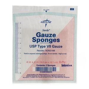 Cotton Gauze Sponge 4x4" 8 Ply Sterile Not Made With Natural Rubber Latex