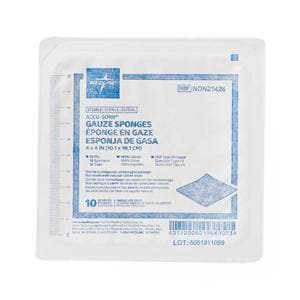 Cotton Gauze Sponge 4x4" 12 Ply Sterile Not Made With Natural Rubber Latex, 128 PK/CA