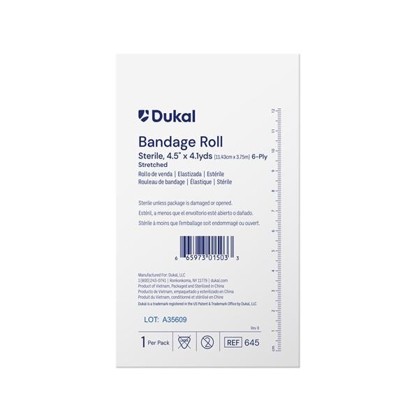Gauze Bandage Cotton Fluff 4.5"x4.1yd 6 Ply Sterile Ea, 100 EA/CA