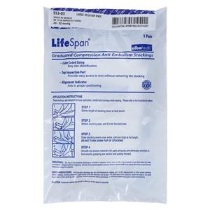 Lifespan Anti-Embolism Stocking Knee High Large Unisex 16-18" White
