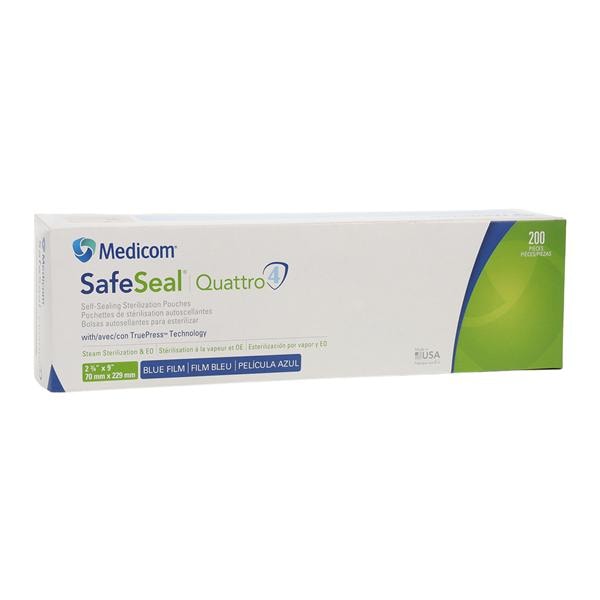 SafeSeal Quattro Sterilization Pouch 2.75 in x 9 in 200/Bx