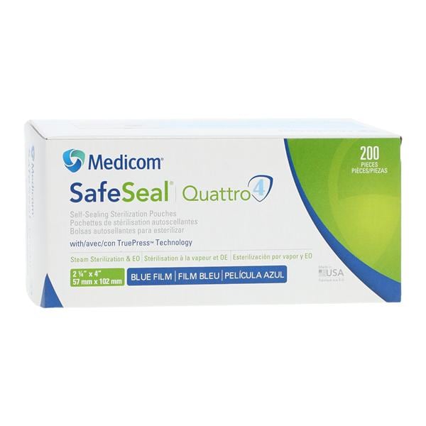 SafeSeal Quattro Sterilization Pouch 2.25 in x 4 in 200/Bx
