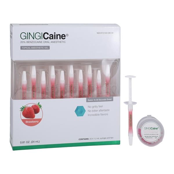 Gingicaine Topical Anesthetic Gel Syringe Strawberry Complete Unit 20/Pk