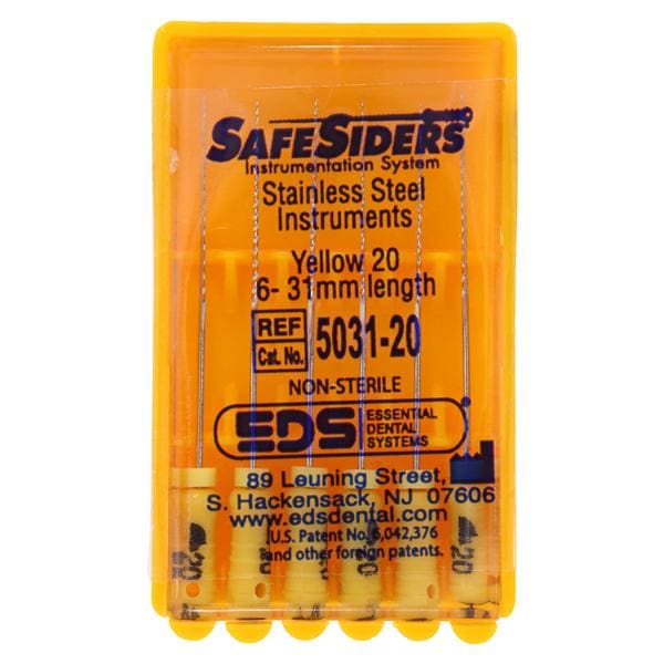 Safesider Hand Reamer 31 mm Size 20 Stainless Steel Yellow 0.02 6/Pk