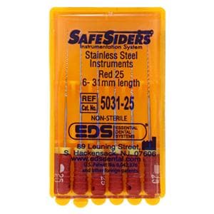 Safesider Hand Reamer 31 mm Size 25 Stainless Steel Red 0.02 6/Pk